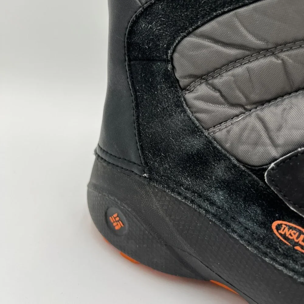 Columbia Techlite Boots Winter Snow Day Black Orange Leather Rubber size 6